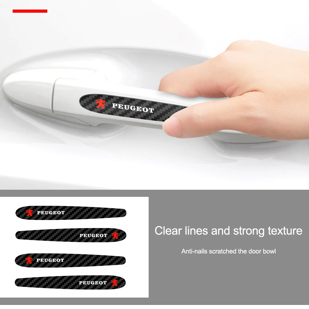 

4pcs Car Carbon Fiber Anti Collision Strip Waterproof Door Handle Protection Sticker For Peugeot 107 108 206 207 301 408 208 308