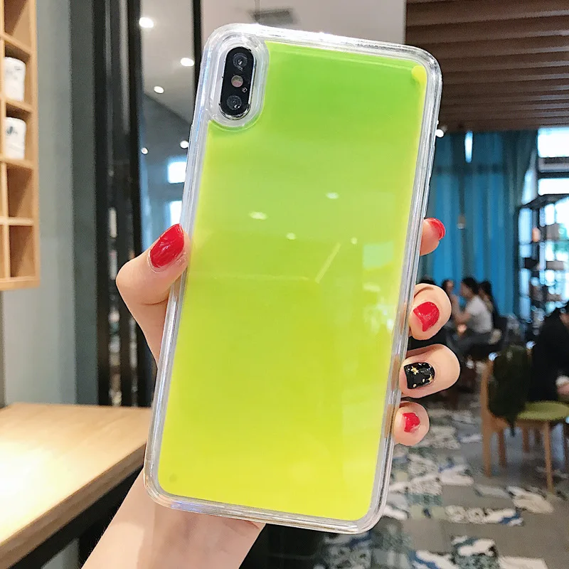 Светящийся неоновый песок однотонный чехол для Iphone 12 12Pro 11 11Pro X XS XR Max 6 6S 7 8 Plus с