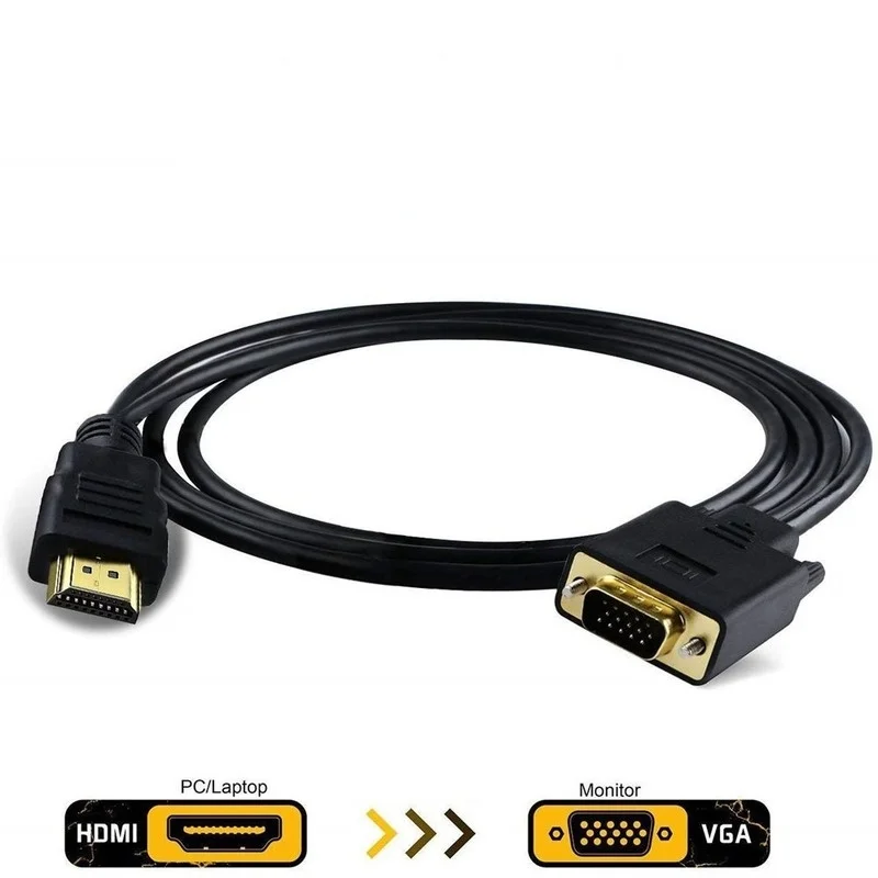 

1.8M HDMI-compatible Cable HDMI-compatible To VGA 1080P HD with Audio Adapter Cable HDMI-compatible TO VGA Cable Dropshipping