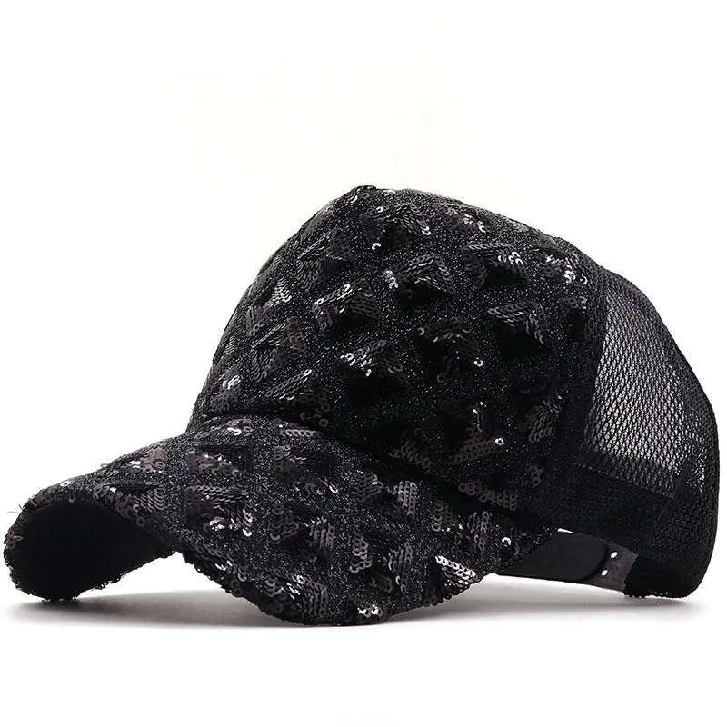 Новая летняя Брендовая женская бейсболка с блестками шляпа из хлопка