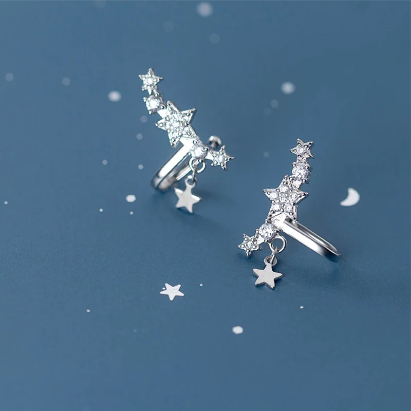 Женские серьги Клипсы из серебра 925 пробы с цирконом|Серьги-клипсы| |