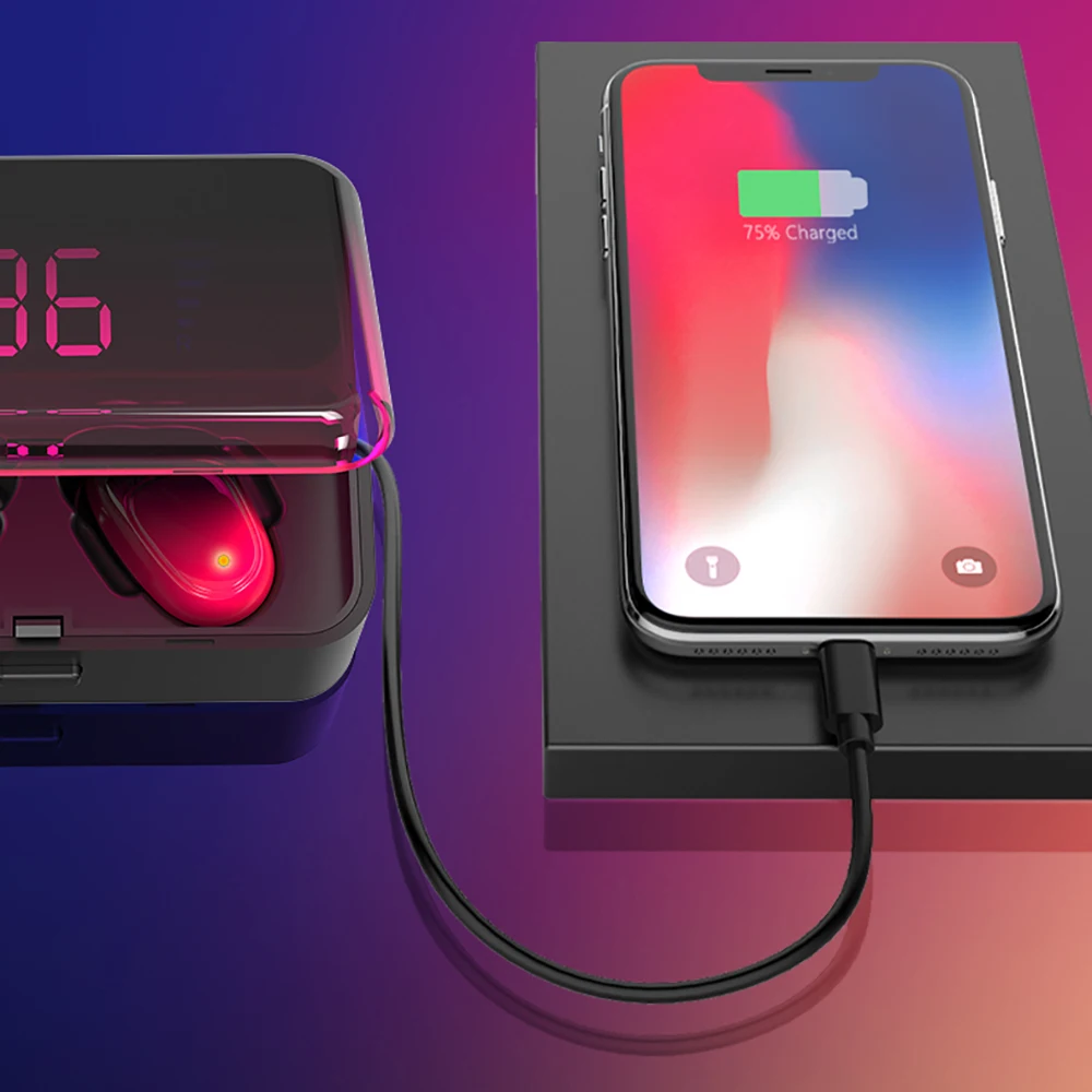 TWS Bluetooth наушники V5.0 сенсорные беспроводные наушники 9D стерео Спорт водонепроницаемый гарнитура Handsfree с светодиодный дисплей питания