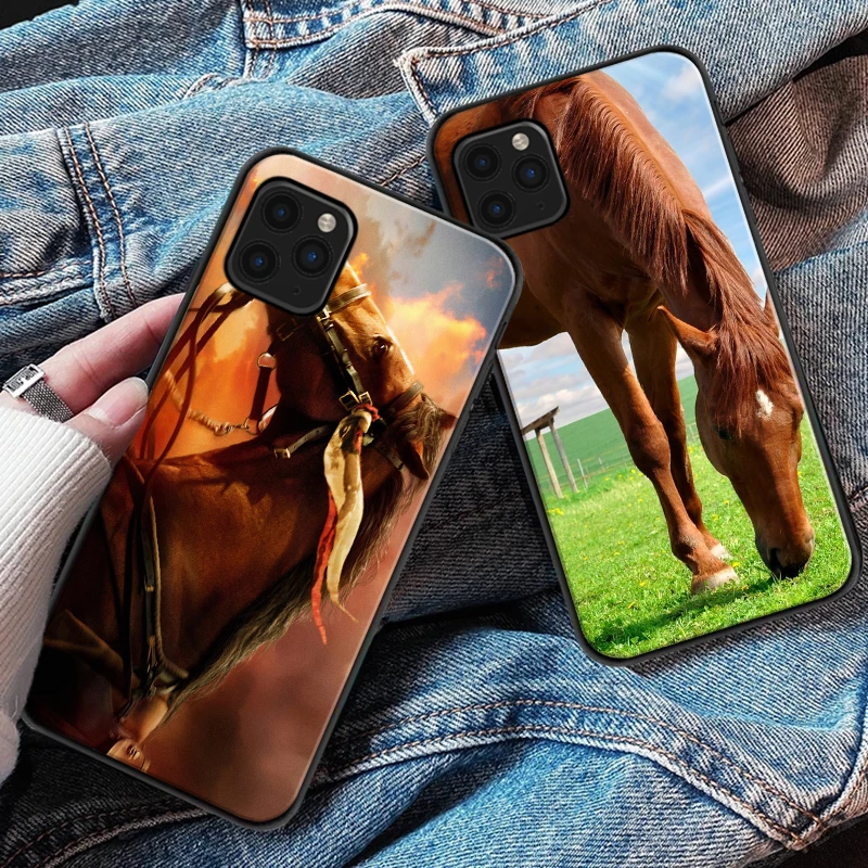 

Animal Horse Phone Case For iPhone 6 6S 7 8 Plus 11 12 Pro XS MAX 12 Mini X XR SE 2020 Back Cover Coque Soft TPU Cases
