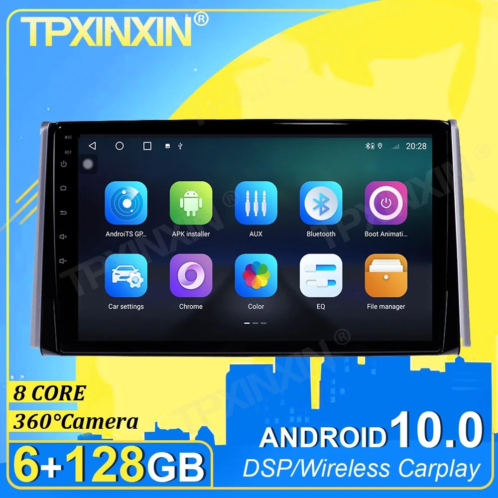 Мультимедийный плеер PX6 IPS Android 10 0 6 ГБ + 128 Гб камера Carplay 360 для Toyota RAV4 2019 радио