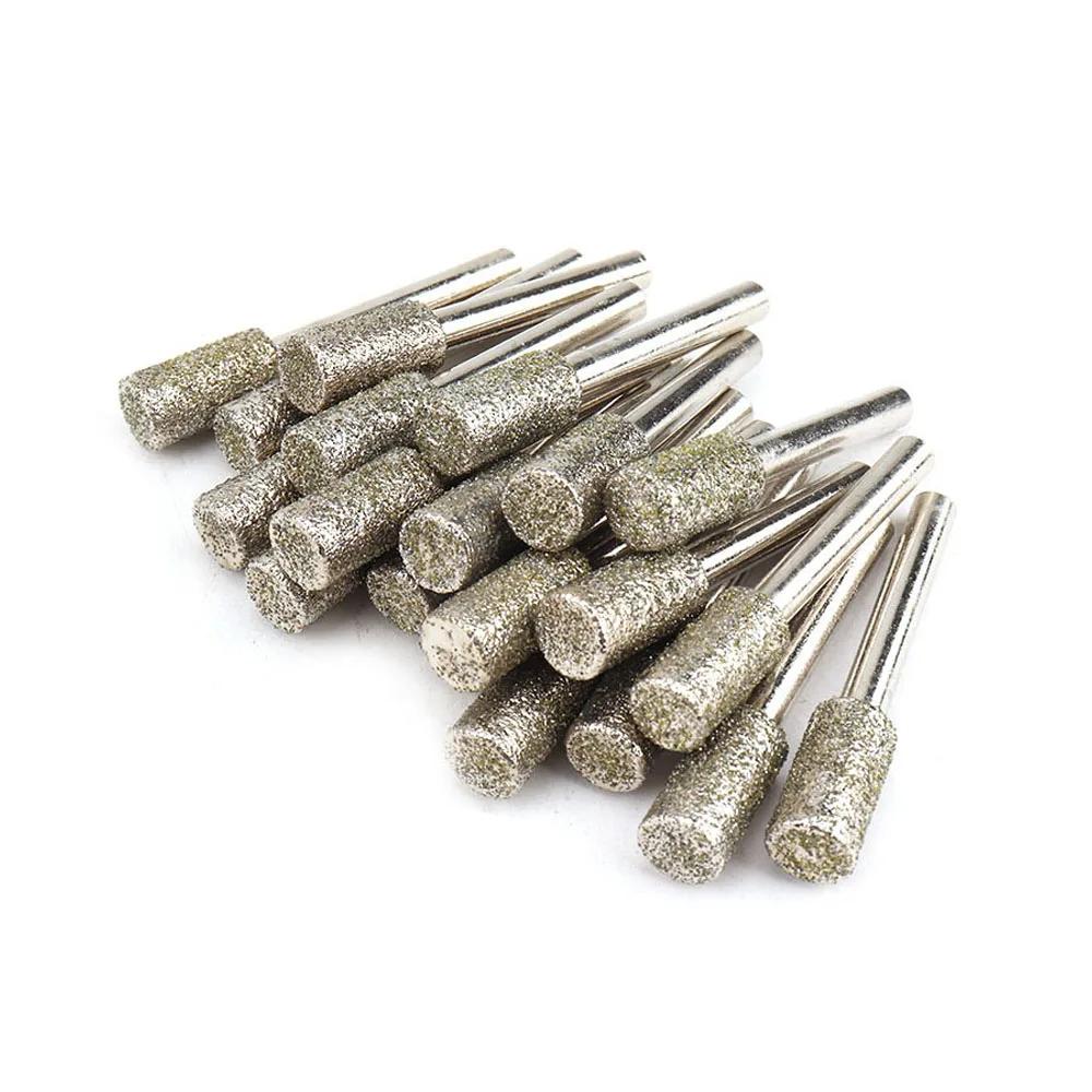 

1Pc Grit46 6mm Shank Cylinder Diamond Grinding Head Cylindrical Points Coated Carving Burrs Lapidary Tools Jade Stone Marble