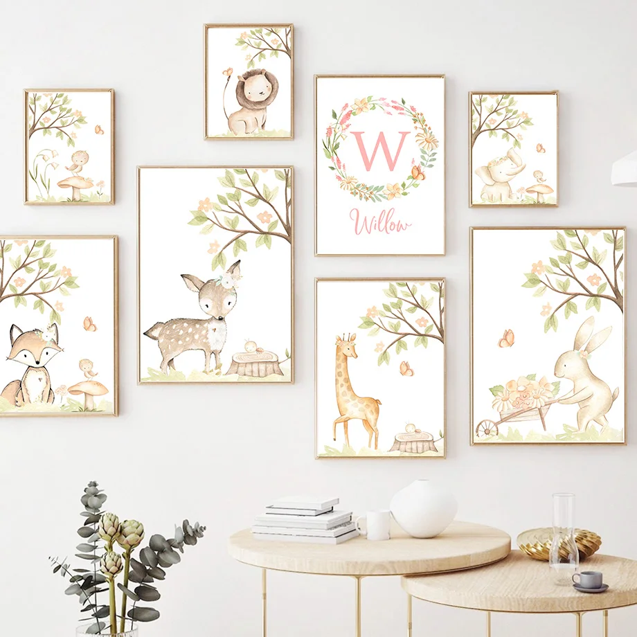 

Lion Tiger Giraffe Zebra Elephant Fox Deer Wall Art Canvas Painting Nordic Posters And Prints Wall Pictures Baby Kids Room Decor