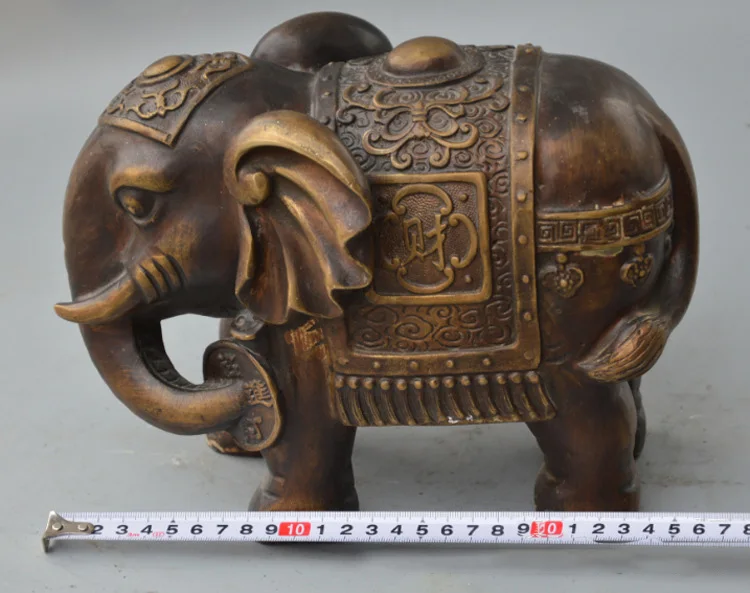 

LAOJUNLU Bronze Elephant Ornaments Good Luck Fulu Feng Shui Brass Elephant, Style one