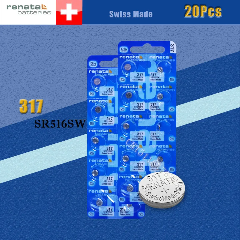 20 шт./лот совершенно новый Renata долговечный 317 SR516SW SR62 D317 V317 часы батарейка