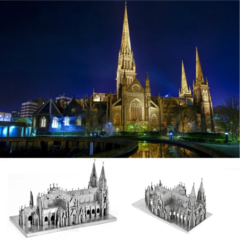 Св. Патрик's Cathedral 3D металлические Пазлы Новый здания Нью Йорка модель Наборы