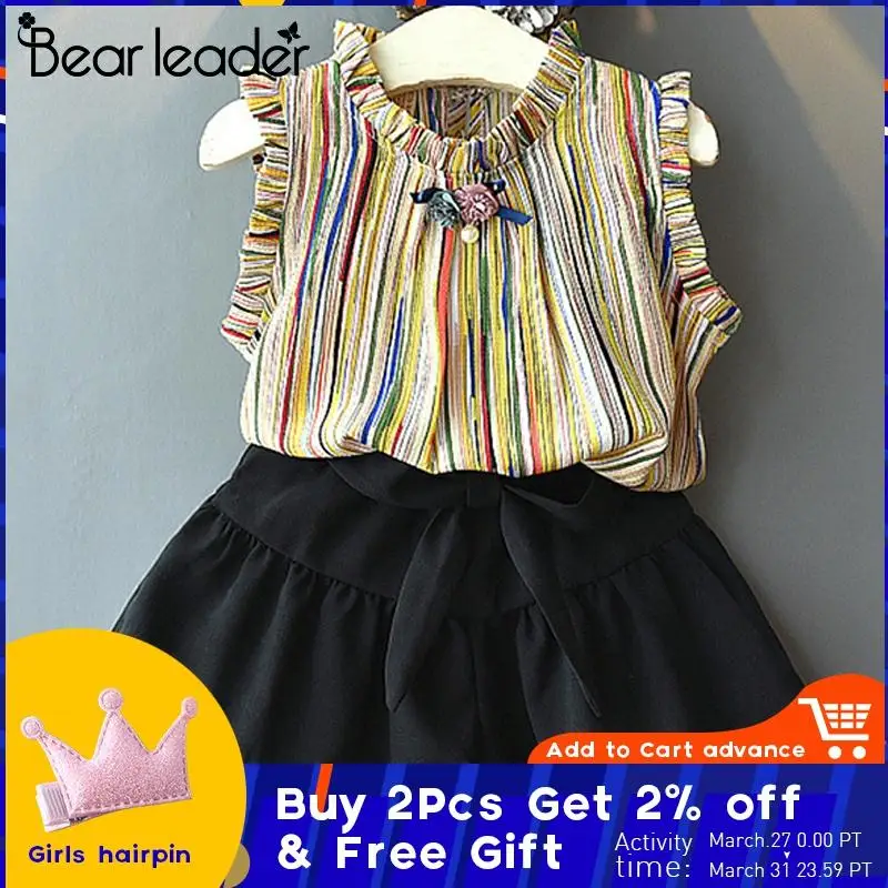 Комплекты одежды для девочек Bear Leader Летние Стильные комплекты детей 2020 белая