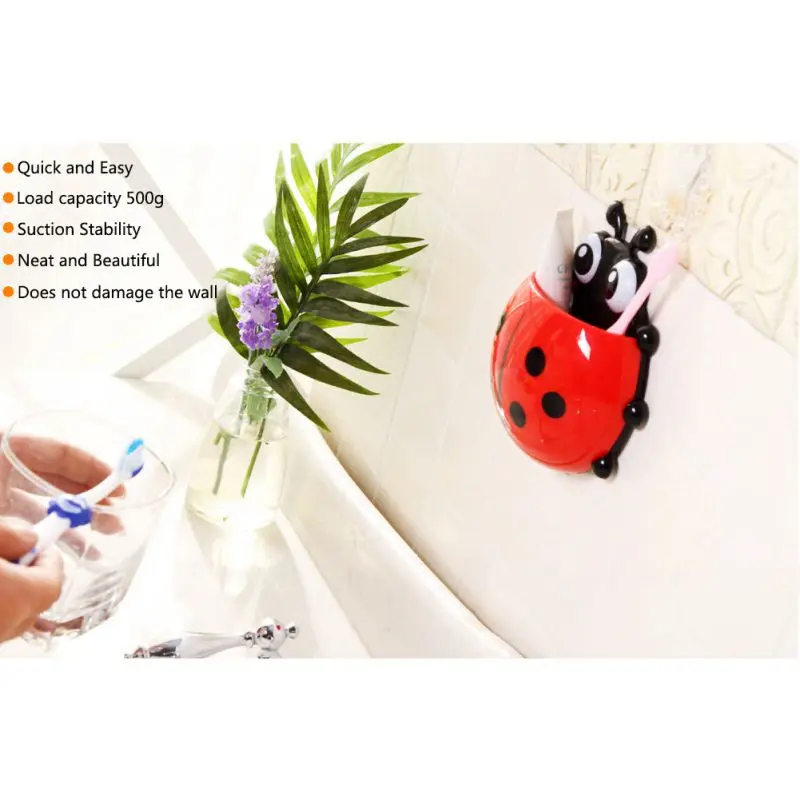 Настенный пластиковый держатель для зубной щетки в форме божьей коровки| |
