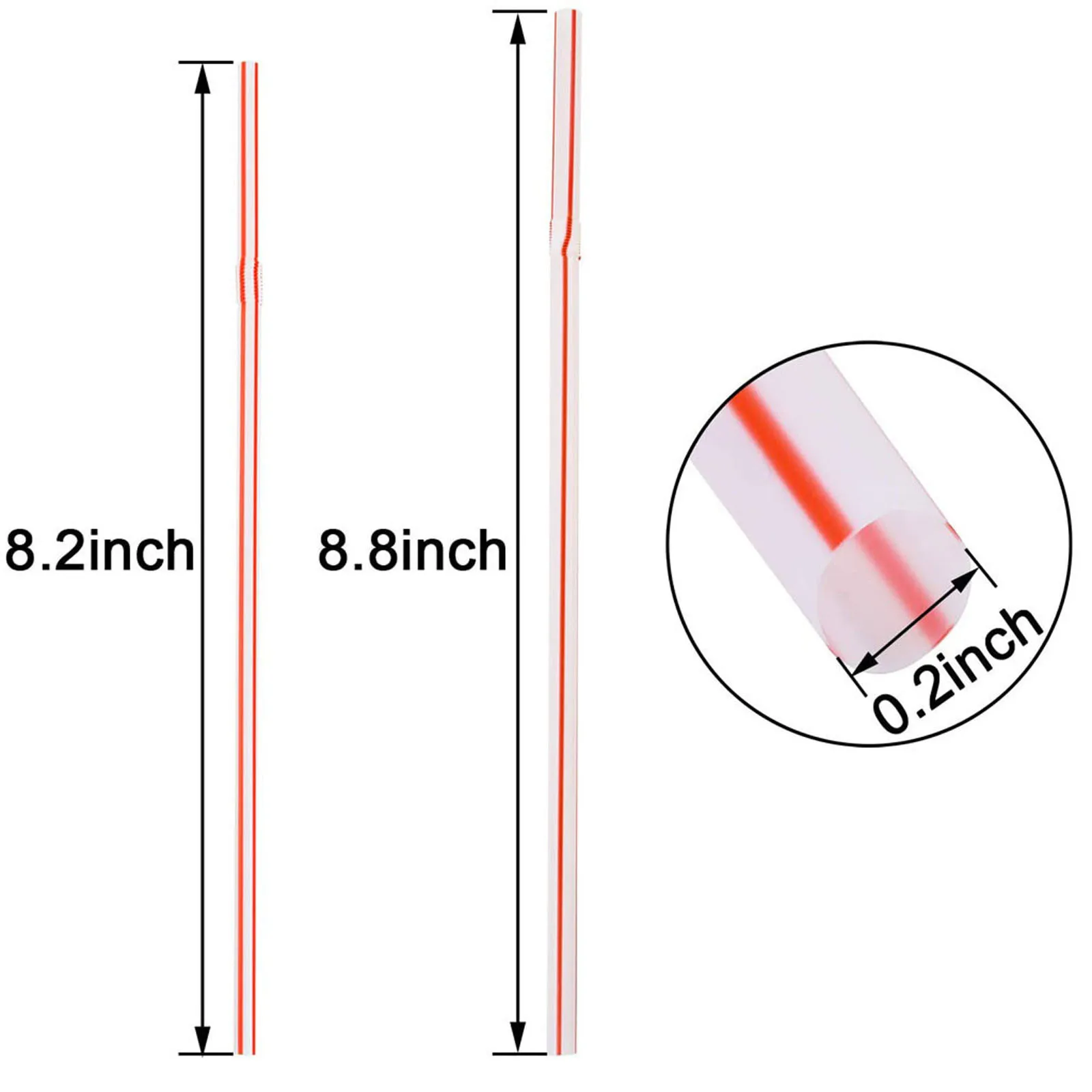 

New 800 Pieces Disposable Straws Plastic Drinking Straw 8 Inches Long Multi-colored Striped Bedable Plastic Straws Fast Shipping