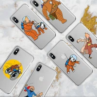 cartoon the adventures of tintin phone case for iphone 11 12 mini 13 pro xs max x 8 7 6s plus 5 se xr transparent shell