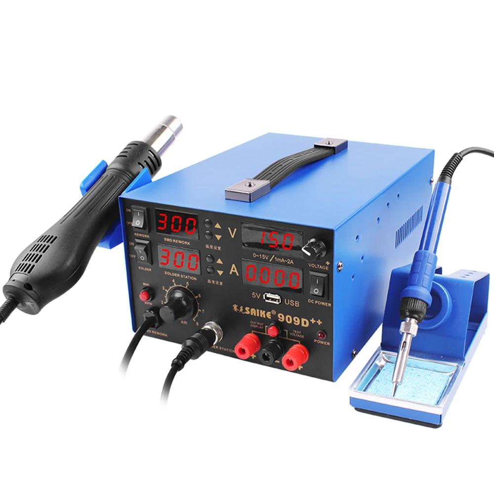 Heat Gun Desoldering Station Power SAIKE 909D++ Hot Air Gun Soldering Station Desoldering Station 750W