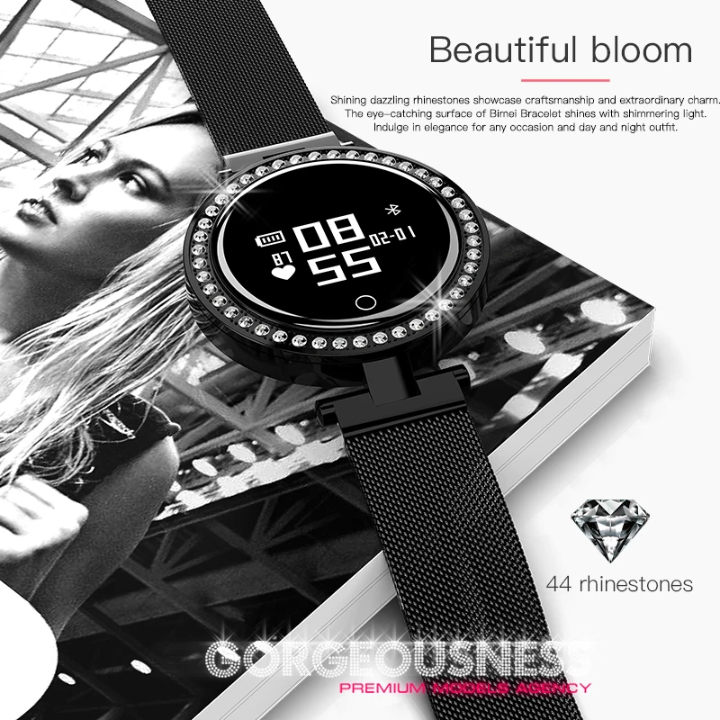 NEW X10 Smart Wristband Women 3D Diamond Glass Heart Rate Blood Pressure Sleep Monitor Waterproof Watch | Электроника