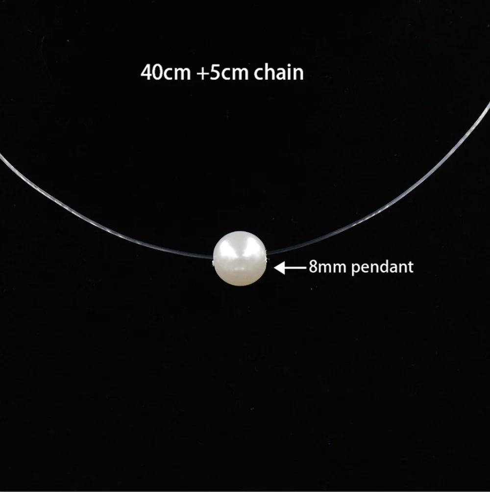 Pearl Новое прозрачное рыболовное ожерелье женское серебряное невидимое ожерелье цепочка женское Русалка стразы колье-чокер - Окраска металла: Pearl