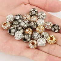 wholesale 81012mm metal gold plated crystal rhinestone round ball loose beads for jewelry making diy bracelet necklace 10pcs