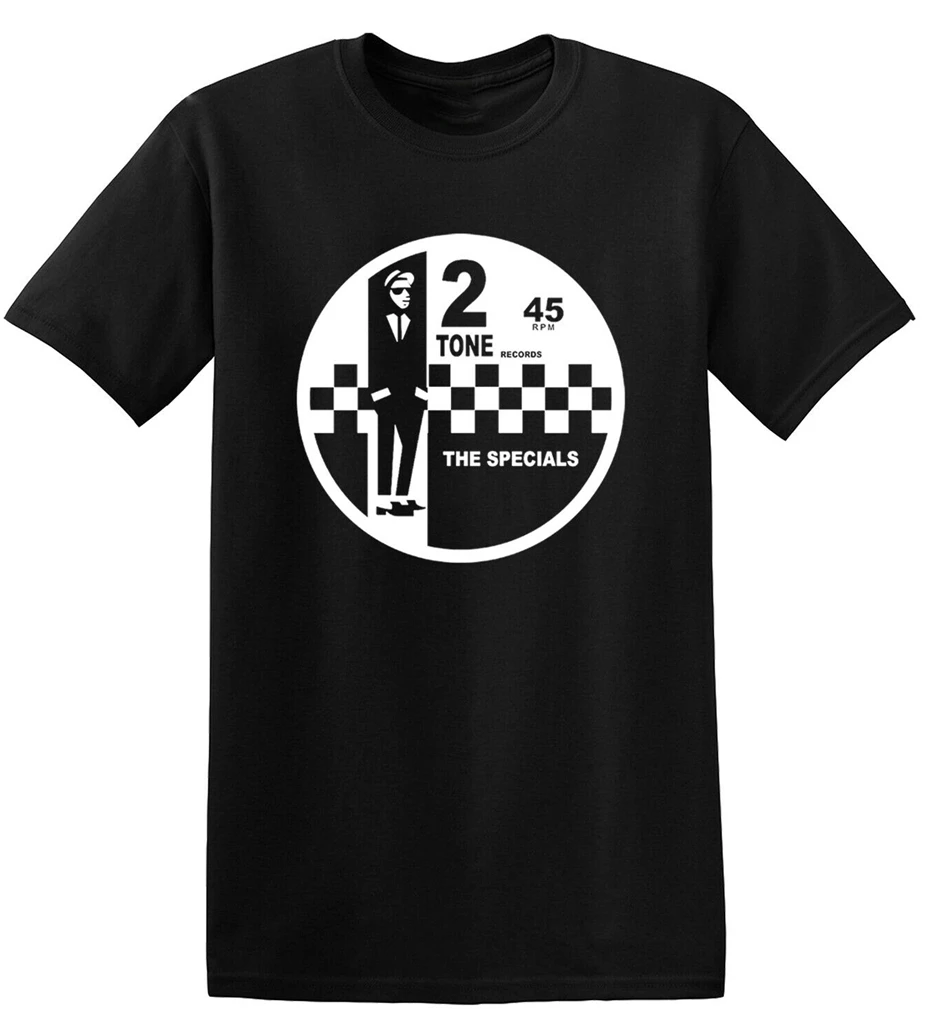 Футболка в стиле ретро с 2 тонами и надписью Records The Specials Летняя стильная