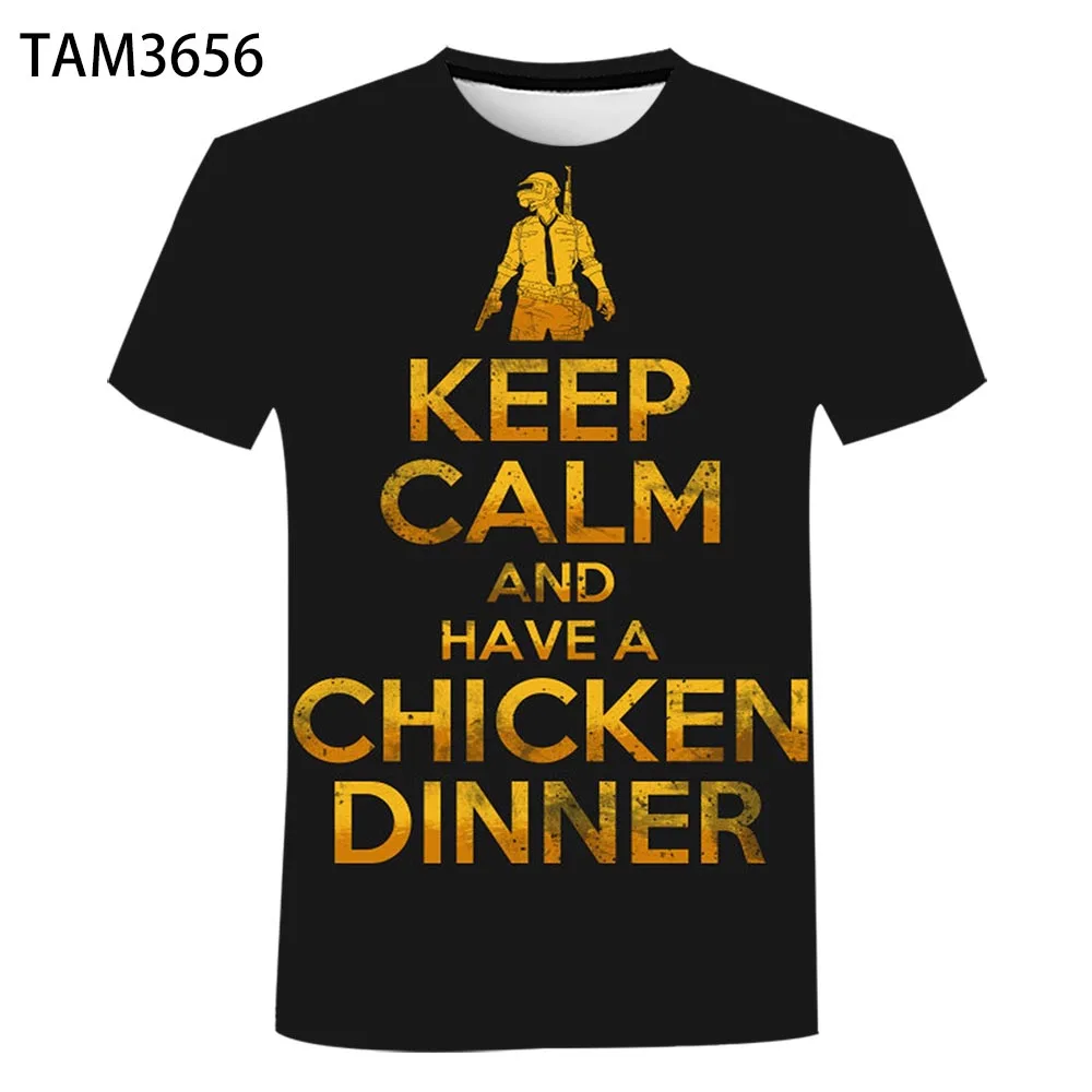 

Printing 2021 Hot Boys' Summer Round Neck Short Sleeve T-shirt Girls' Couple Children's Top Classic Anime Shooting Game Pubg 3D