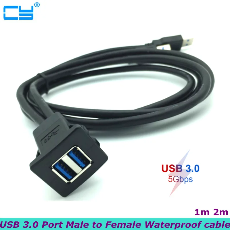 2M Waterproof USB 3.0 Extension Cable with Dual Ports for Car, Motorcycle, Marine Dashboard Description Image.This Product Can Be Found With The Tag Names Computer Cables Connecting, Computer Peripherals, Embedded usb extension adapter, PC Hardware Cables Adapters