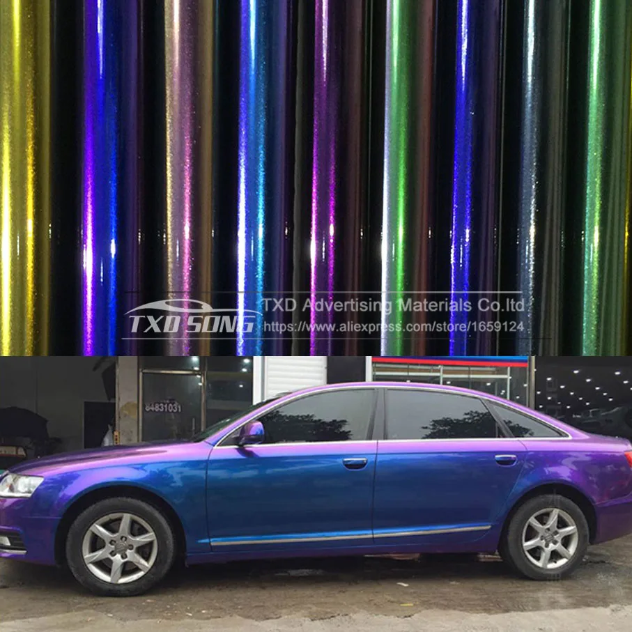 

Glossy Chameleon Pearl Glitter Vinyl Sticker Car Whole Body Wrap Film Diamond Glitter Vinyl Film10CM/20CM/30CM/50CM/60CM