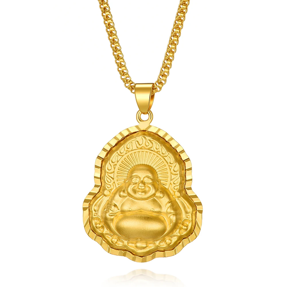 

Zoeyella Gold Color Pendant Necklace Buddha Chinese Amulet for men women SJ282B