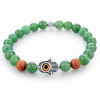 melihe green natural stone bead evil eye bracelets for women men vintage silver jewelry making faith bracelet femme sbr150250