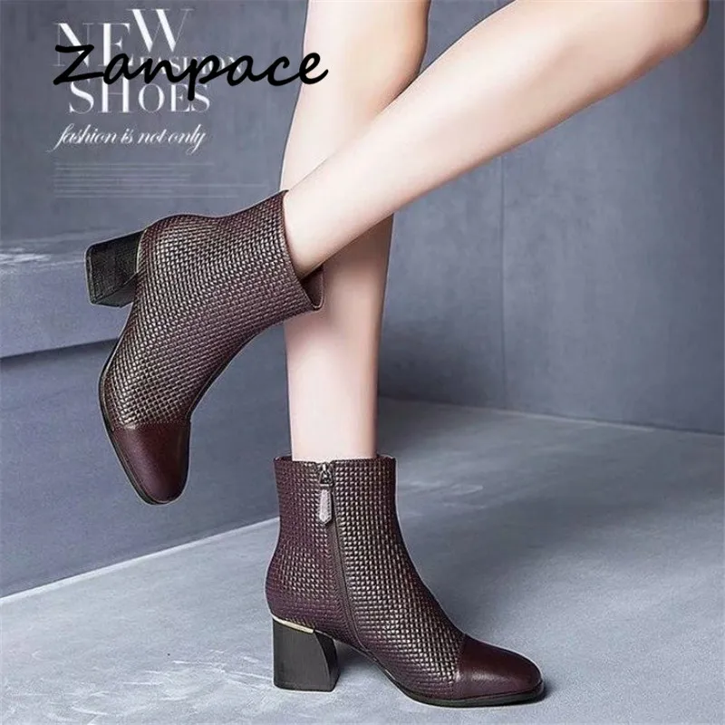 Ботинки женские кожаные на толстом каблуке зимние со шнуровкой теплые 2020 | Обувь