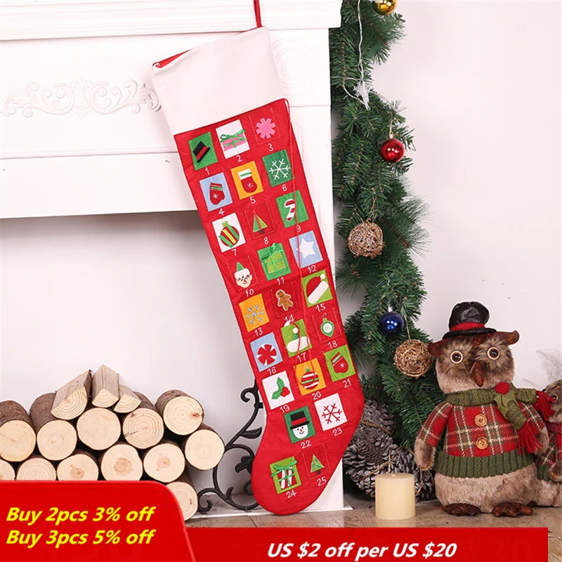 Большой размер Красный подвесной Рождественский календарь Рождественская елка