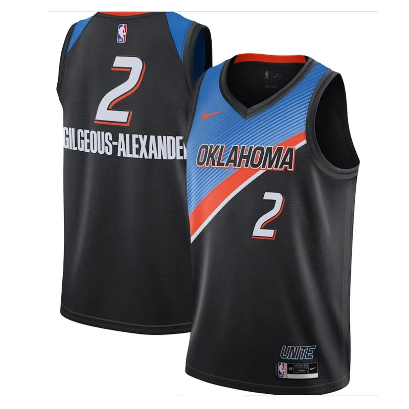 

City 2 Shai Gilgeous-Alexander Oklahoma City Thunder 3 Chris Paul 12 Steven Adams 2020-21 City Basketball Jerseys Black