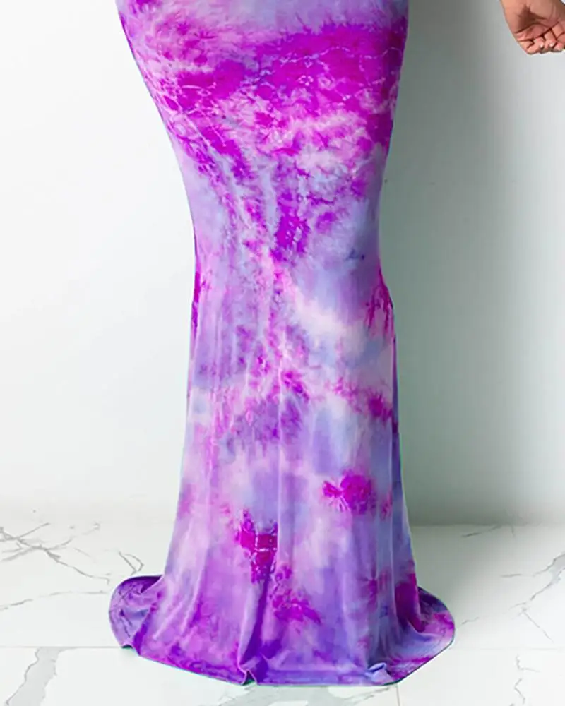 

Women Elegant Sleeveless Long Bodycon Dress Plus Size Dress Female Gown Boho Tie Dye Print Maxi Cocktail Party Dress