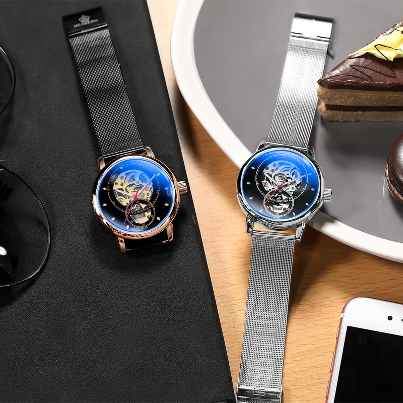 Уникальный креативный дизайн из нержавеющей стали с сетчатым ремешком для