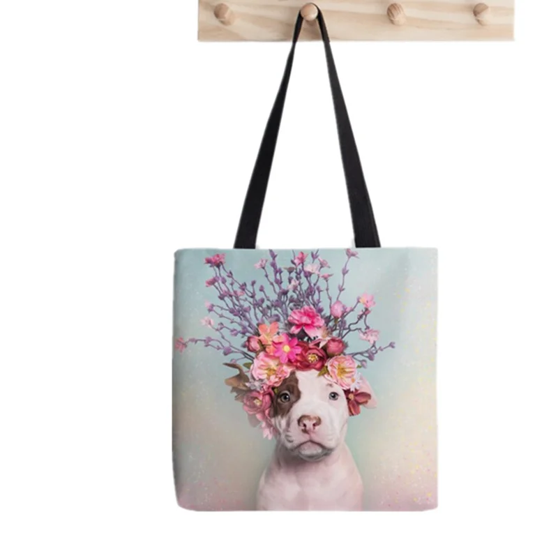 

2021 сумка-шоппер цветок Мощность ром печать сумка-тоут для женщин Harajuku сумка для покупок через плечо; Сумка-шоппер леди Сумки-холсты