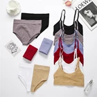 Комплект бюстгальтера из 2 предметов для женщин, сексуальное женское нижнее белье без косточек, нижнее белье в рубчик, топ, бесшовный бюстгальтер без косточек и комплект сексуальных трусиков