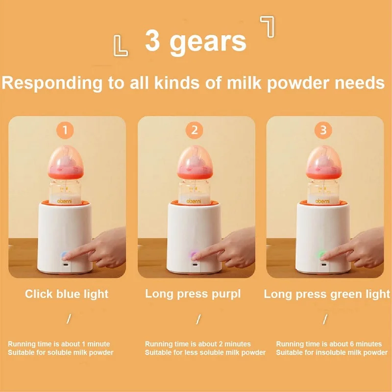 Портативный автоматический миксер для молока для младенцев с таймером Baby Motorized Milk Shaker Timing Electric Churn Stick Bottle Mixer USB on.
