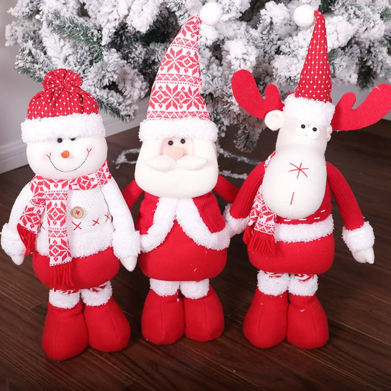 

50 см Стрейчевые куклы, рождественские украшения для дома, плюшевый Санта-Клаус, лось, раннее окошко, торговый зал, рождественские украшения