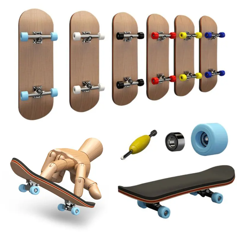

6 Colors Fun Finger Skateboard Wooden Fingerboard Toy Professional Stents Finger Skate Deck Sport Game Novelty Kids Xmas Gift