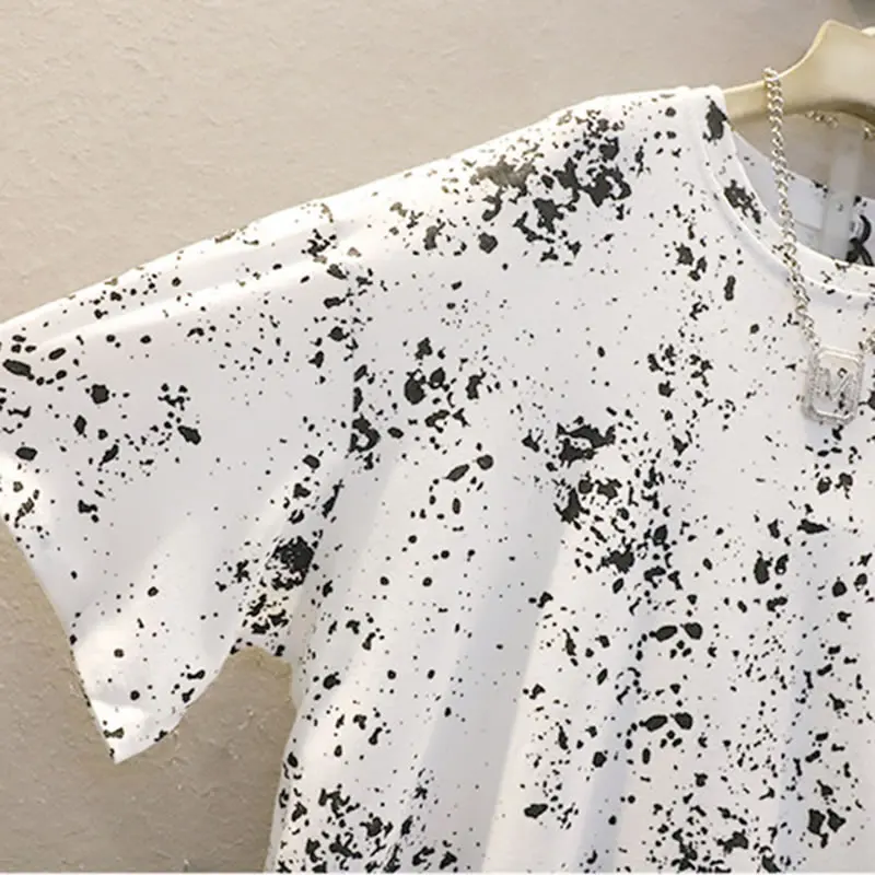 

XITAO Print Pattern T Shirt Fashion New Women Pullover Goddess Fan Minority 2021 Summer Elegant Loose Loose Tee Top LDD1037