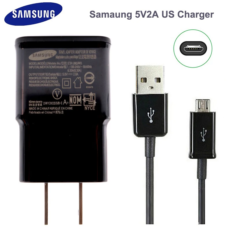 Оригинальное зарядное устройство Samsung Galaxy с USB 5 В 2 А американский настенный