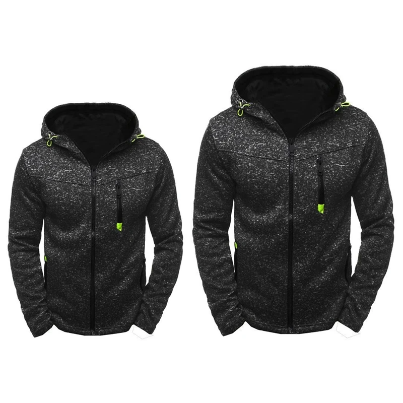 

2 Pcs Jacquard Hoodie Fleece Cardigan Hooded Coat Men's Hoodies Sweatshirts Zipper Hoody Sweatshirt Black Gray S & M