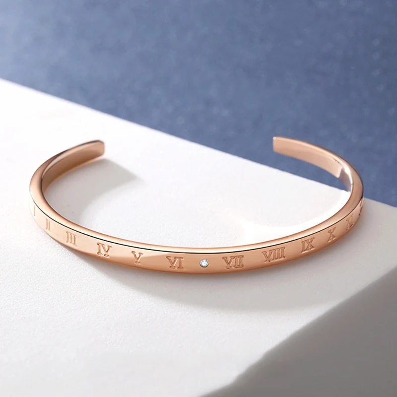 

Korean style ins simple Roman scale diamond exquisite ladies bracelet chic temperament wild bracelet opening adjustable