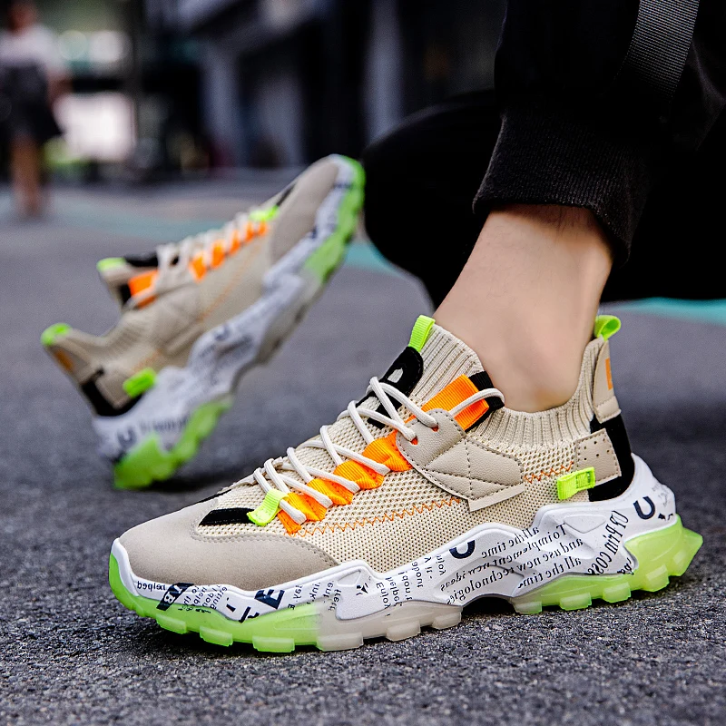 Brand Men's Chunky Sneakers Sports Shoes Breathable Mesh Running Shoes for Mens Comfortable Thick Sole Dad Shoes Retro Sneakers