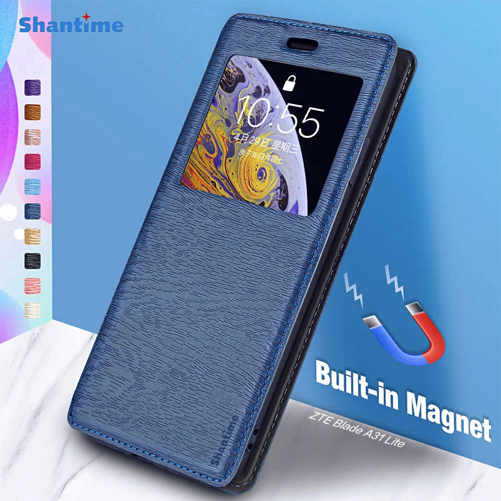 

For ZTE Blade A31 Lite Case For ZTE Blade A31 Lite View Window Cover Invisible Magnet and Card Slot and Stand