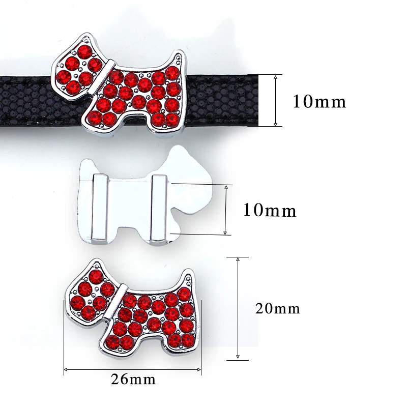 Слайдер шармы в подарок Прозрачный Стразы Собака 10 шт. внутренний диаметр мм