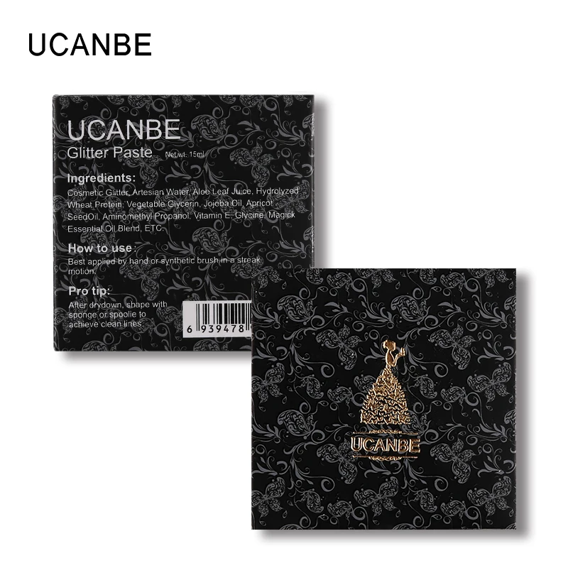 Ucanbe, брендовый набор для макияжа, 6 цветов, блестящая паста для тела, мерцающая пудра, серебристо-золотой цвет, алмазный гель, подчеркивающий лицо, макияж для волос