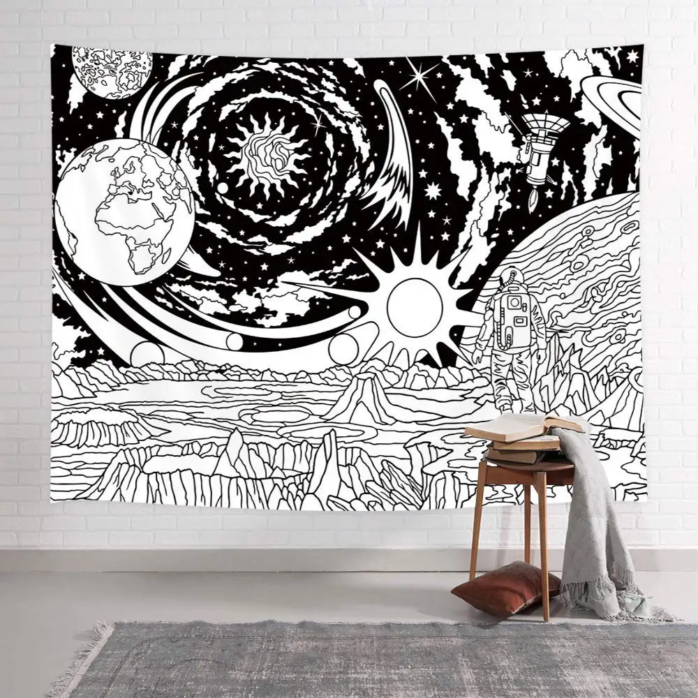 

Astronaut in Psychedelic Galaxy with Earth Moon Sun Nebula Art Wall Tapestry