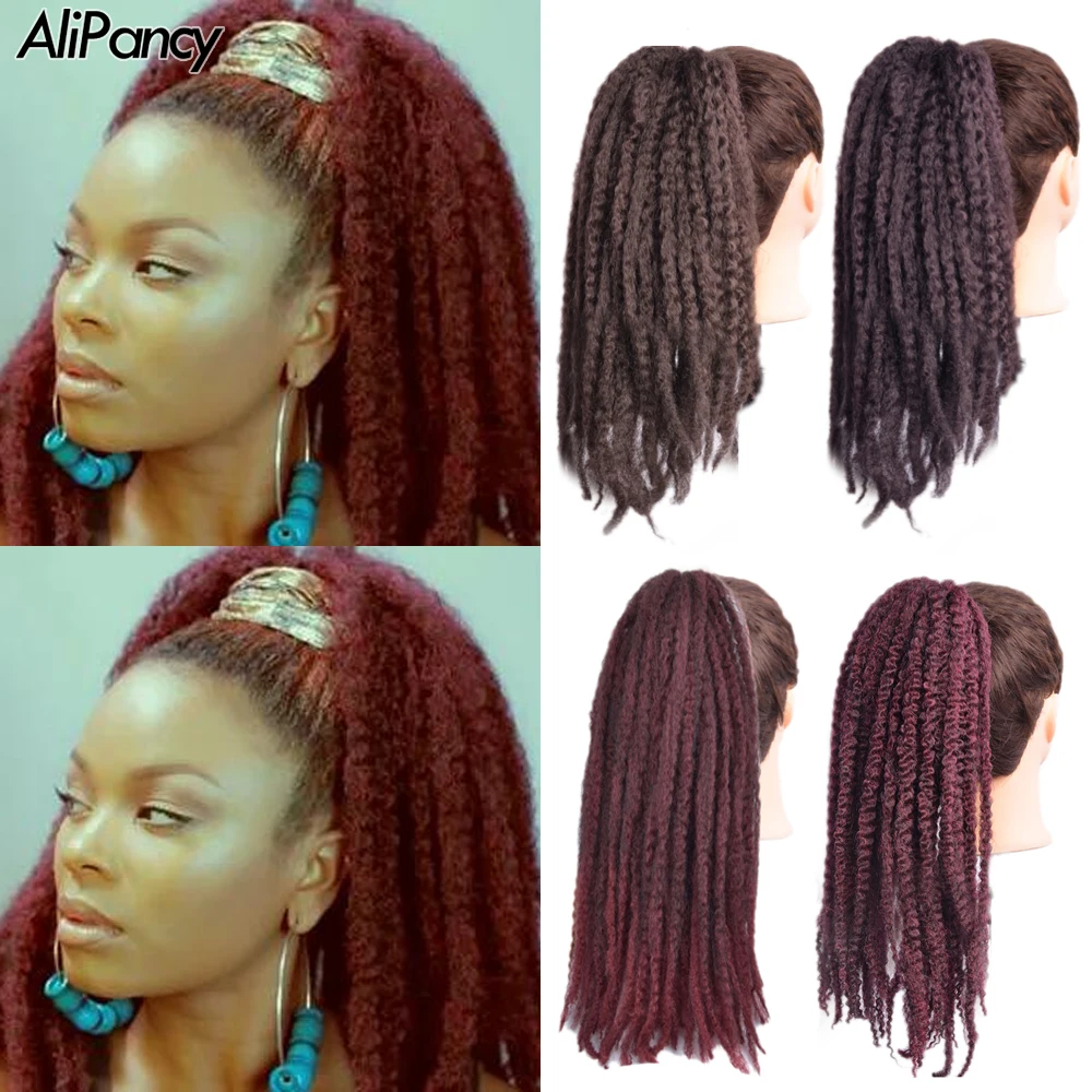 

Hairpiece Hair Afro Puff Drawstring Curly Ponytail Hair Extension False Marley Kinky Chignon Ponytail Piece for Black Women