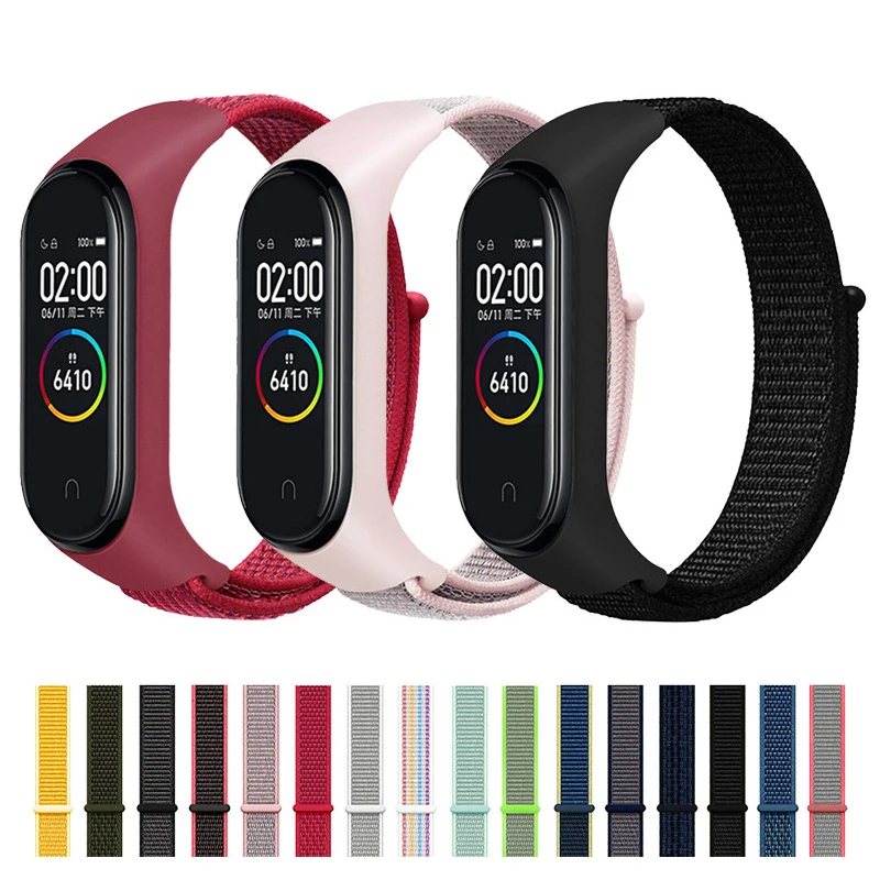 Цветной нейлоновый ремешок для Mi Band 5 4 3 браслет Miband на запястье умный Браслет Для