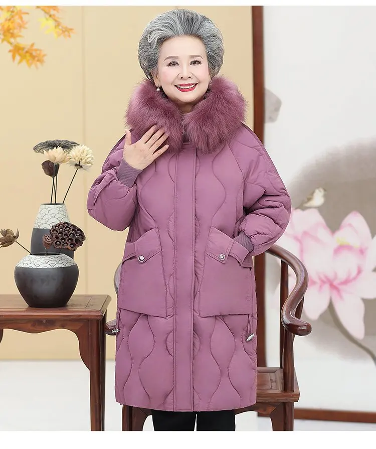 

Зимнее пальто для женщин, новинка 2021, куртки для мам, теплые пальто с капюшоном и меховым воротником, модная куртка, Повседневная Уличная оде...