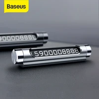 baseus mini metal car temporary parking card luminous switchable double phone number plate car stickers car styling